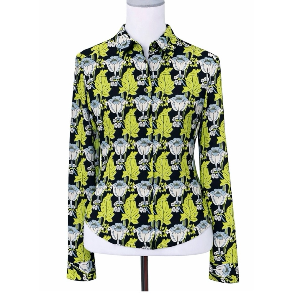 Y2K The Limited Vintage Floral Stretch Blouse Small Floral Botanical Print EUC